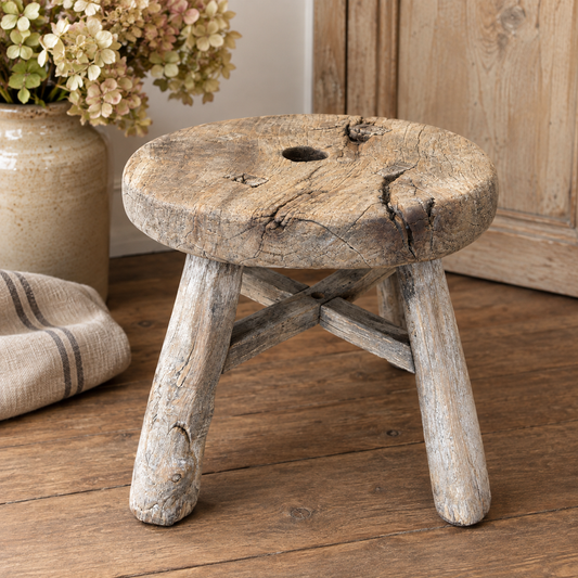 Vintage Mini Round Wooden Stools