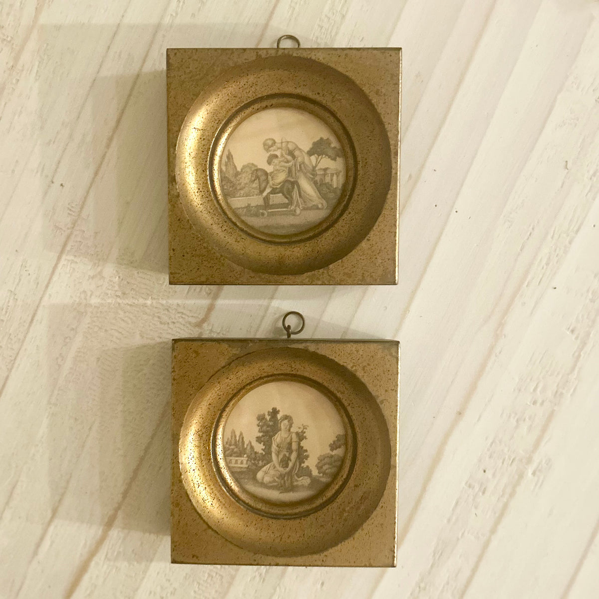Antique Neoclassical Prints in Gilt Wood Frames (Pair)