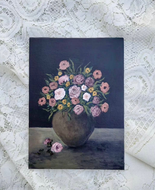 Gathered Blooms-Framed Original 6x8”