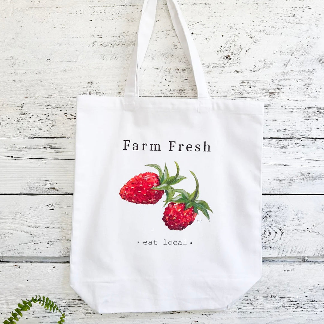 Farm fresh wild strawberries market bag