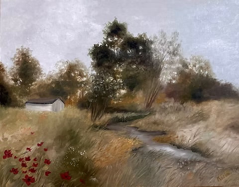 Dawn Poppies (framed) 8x10”