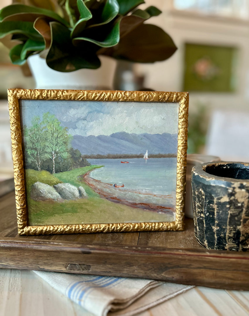 Vintage landscape original oil on board