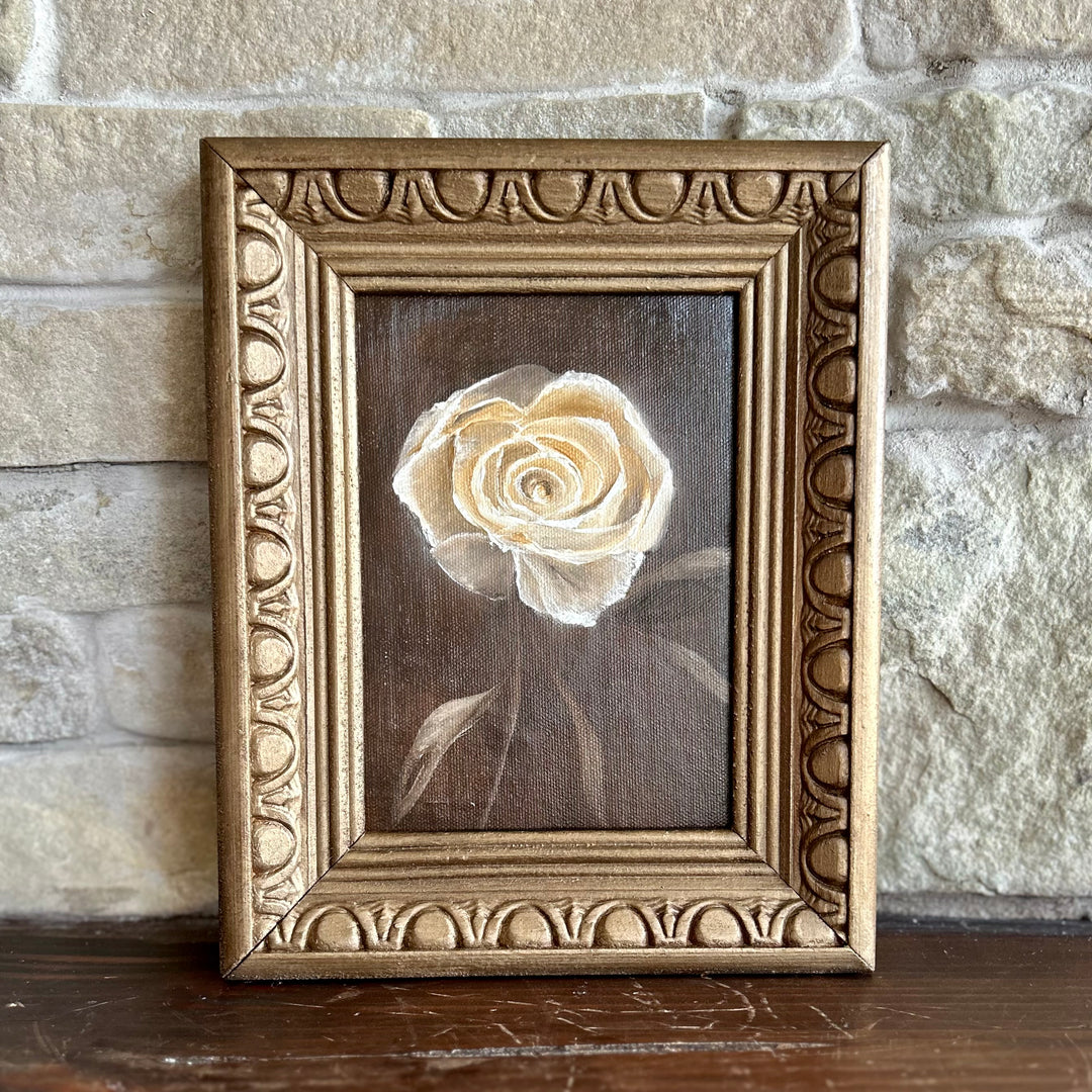 Elegant solitude-original oil on canvas in vintage frame