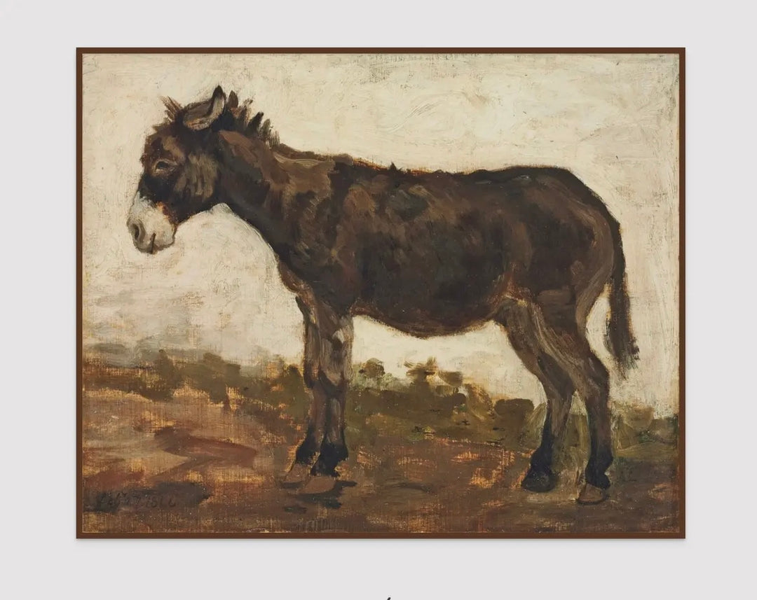 A Study of a Donkey on canvas in custom wood frame