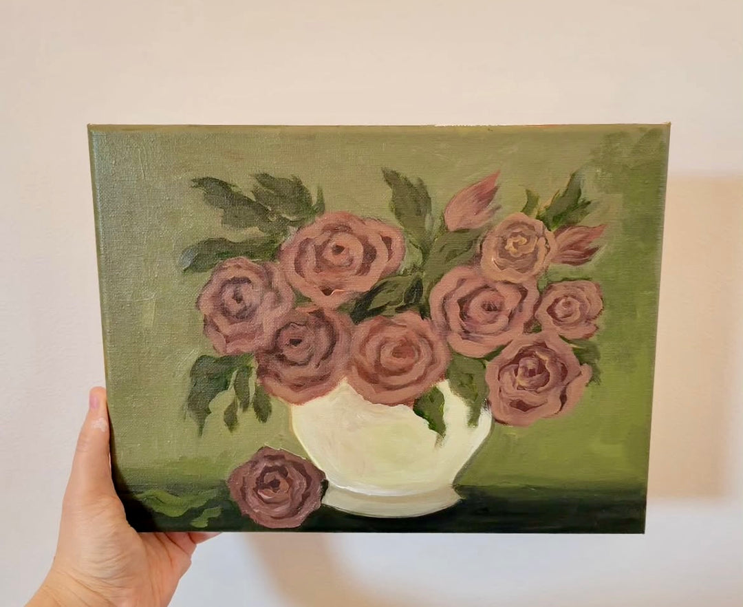 Hearts tender bloom - Framed original 9x12”