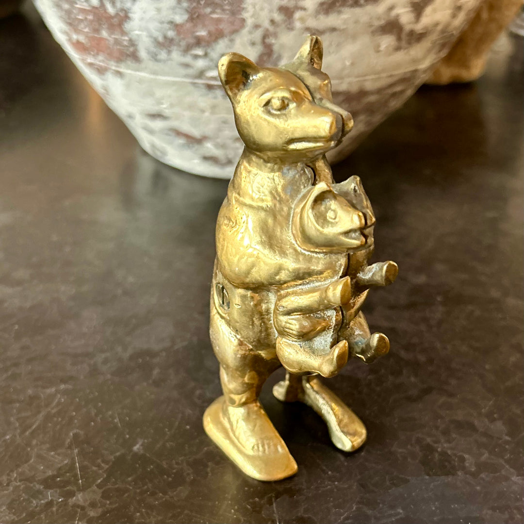 Brass bear & cub coin bank