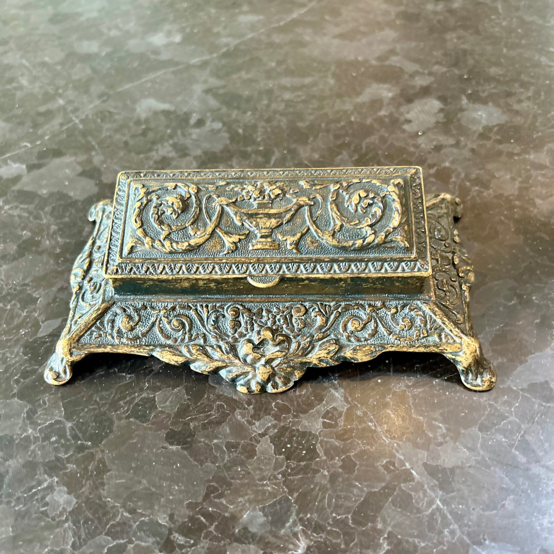 Victorian cast metal stamp holder