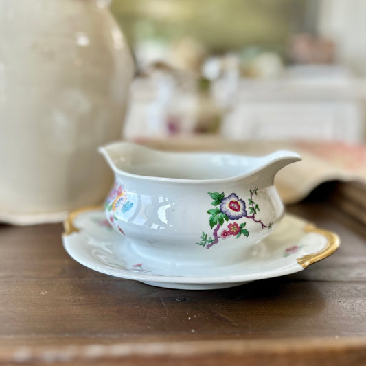 Antique Limoges Gravy Boat & Underplate c.1900 | L. Bernardaud & Co. France