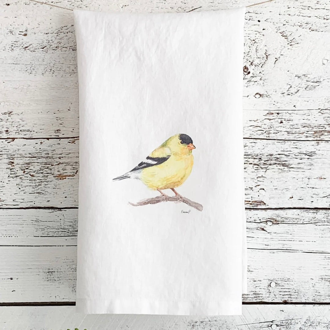 Goldfinch French linen tea towel