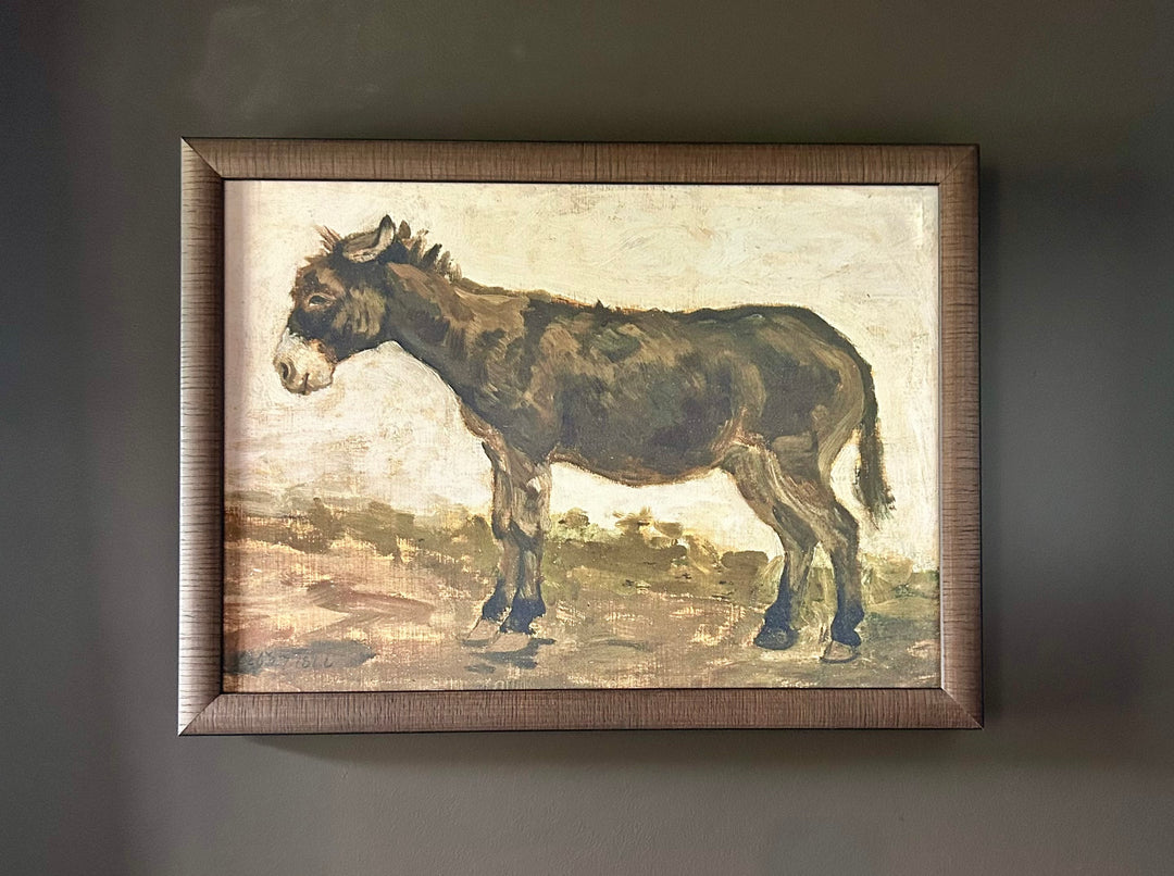 A Study of a Donkey on canvas in custom wood frame