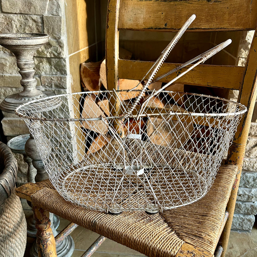 Antique collapsible wire egg basket