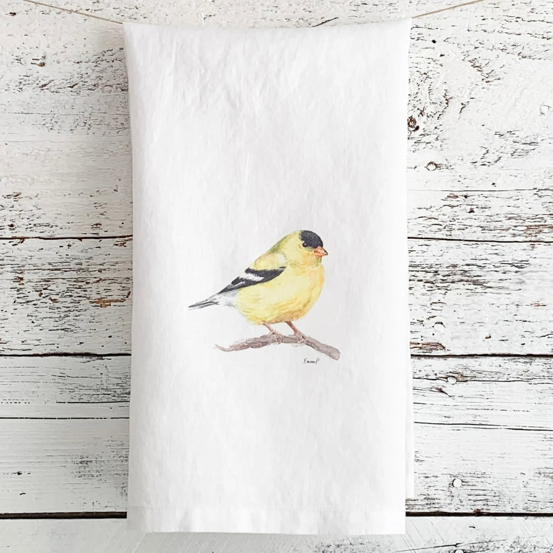 Goldfinch French linen tea towel