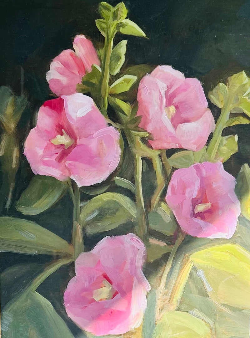 Hollyhocks (framed) original art by Jacob Mark
