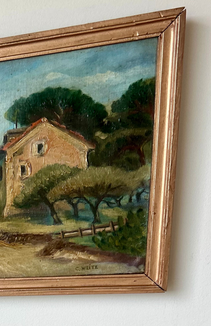 Charming Farmyard Scene - Oil on Canvas