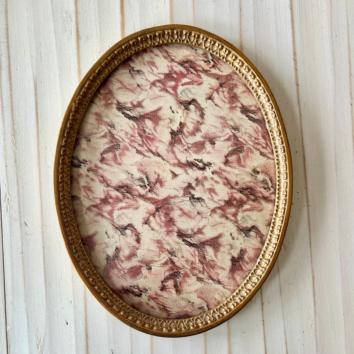 Antique Oval Frame with Marbled Paper Backing