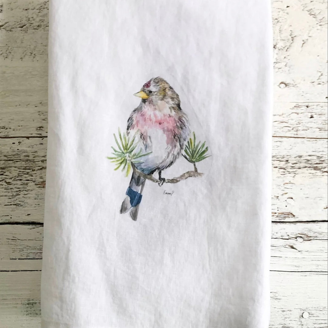 Redpoll French linen tea towel