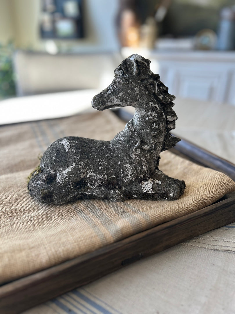 Vintage Cast-Stone horse foal garden statue
