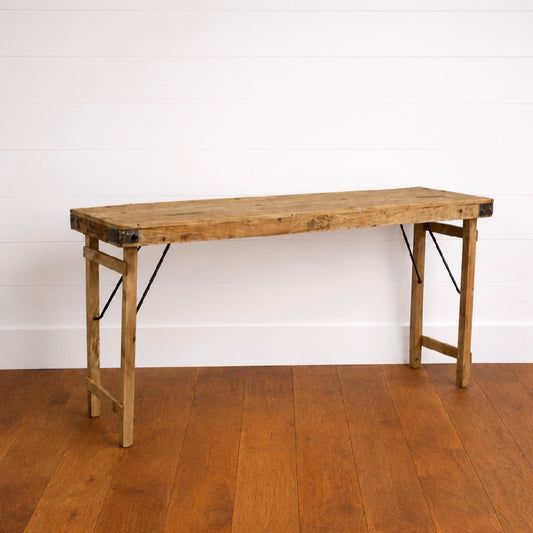 Vintage Folding Bleached Wood Table