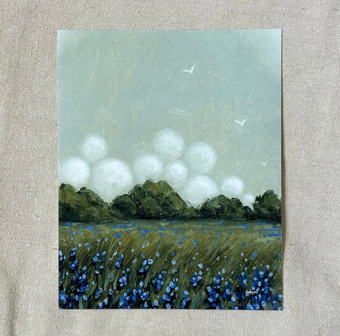 "Birds & Bonnets III" Fine Art Print (framed) 5X7"