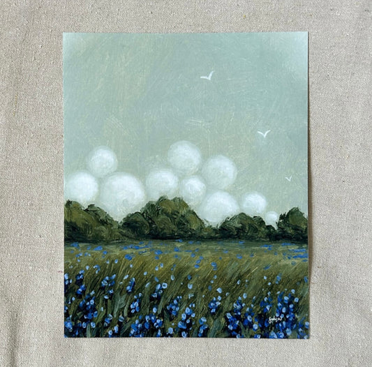 "Birds & Bonnets III" Fine Art Print (framed) 5X7"
