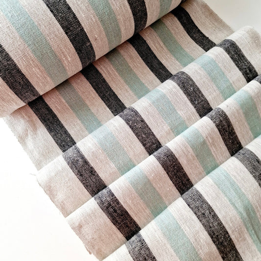 French Striped Heavyweight Linen Fabric – 4 Yards