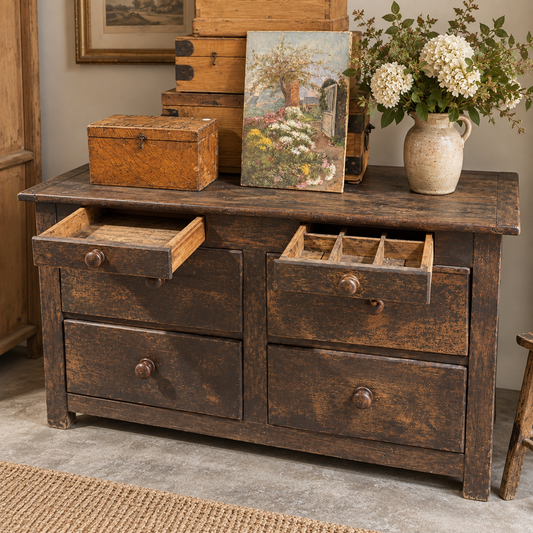 Antique shop/merchants counter with coin drop