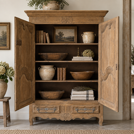 Antique French Carved Oak Cupboard / Armoire, c. 1880–1910