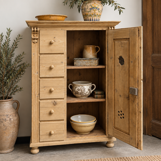 Antique Pine Food Storage Cabinet