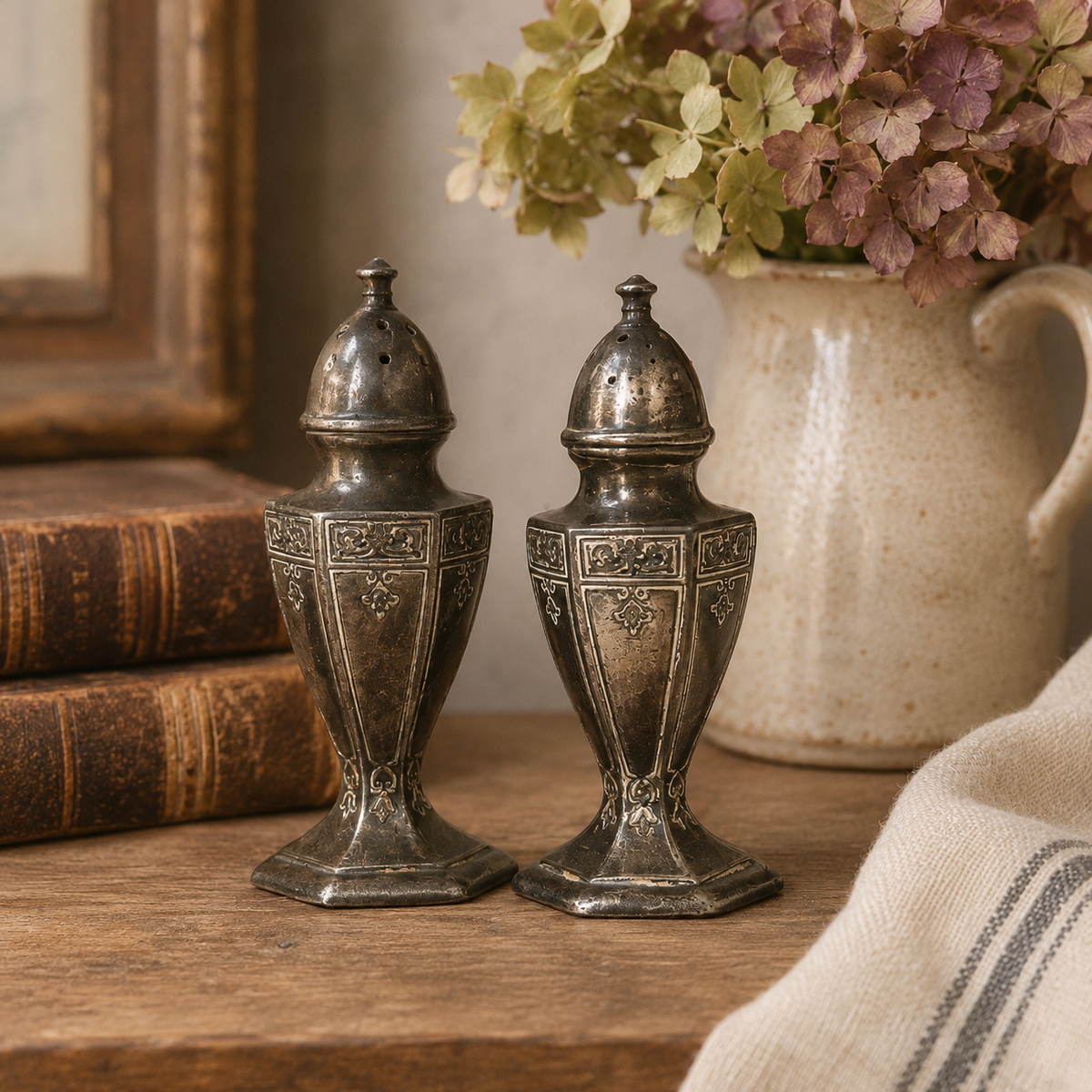 Vintage Avon Silver-Tone Salt & Pepper Shakers – Pair