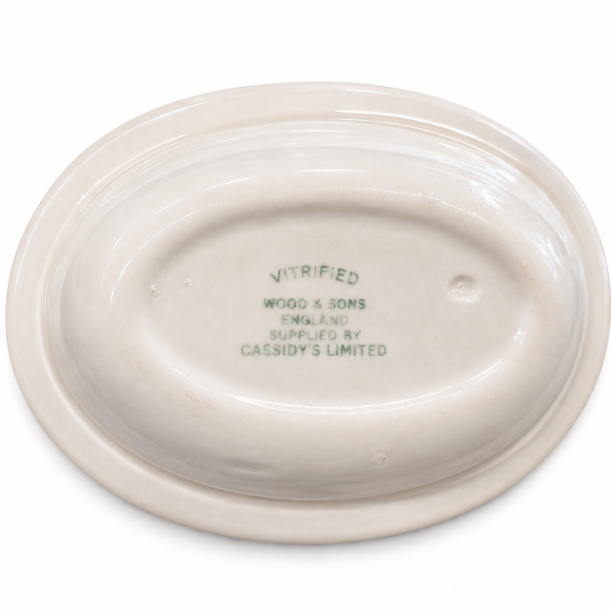 Vintage Wood & Sons Vitrified Ironstone Soap Dish – Green Band