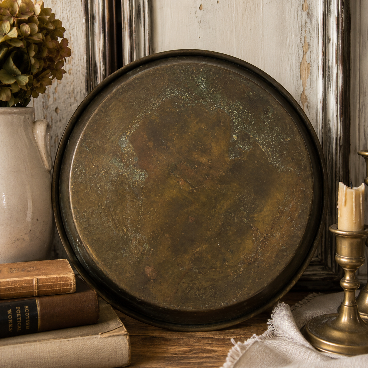 Antique Engraved Brass Maritime Tray | England Circa 1890–1920