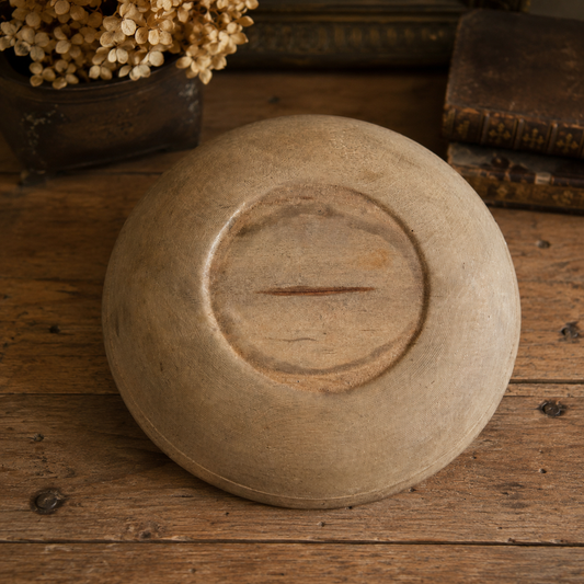 Antique Hand-Turned Wooden Butter Bowl | Primitive Farmhouse Kitchen Decor