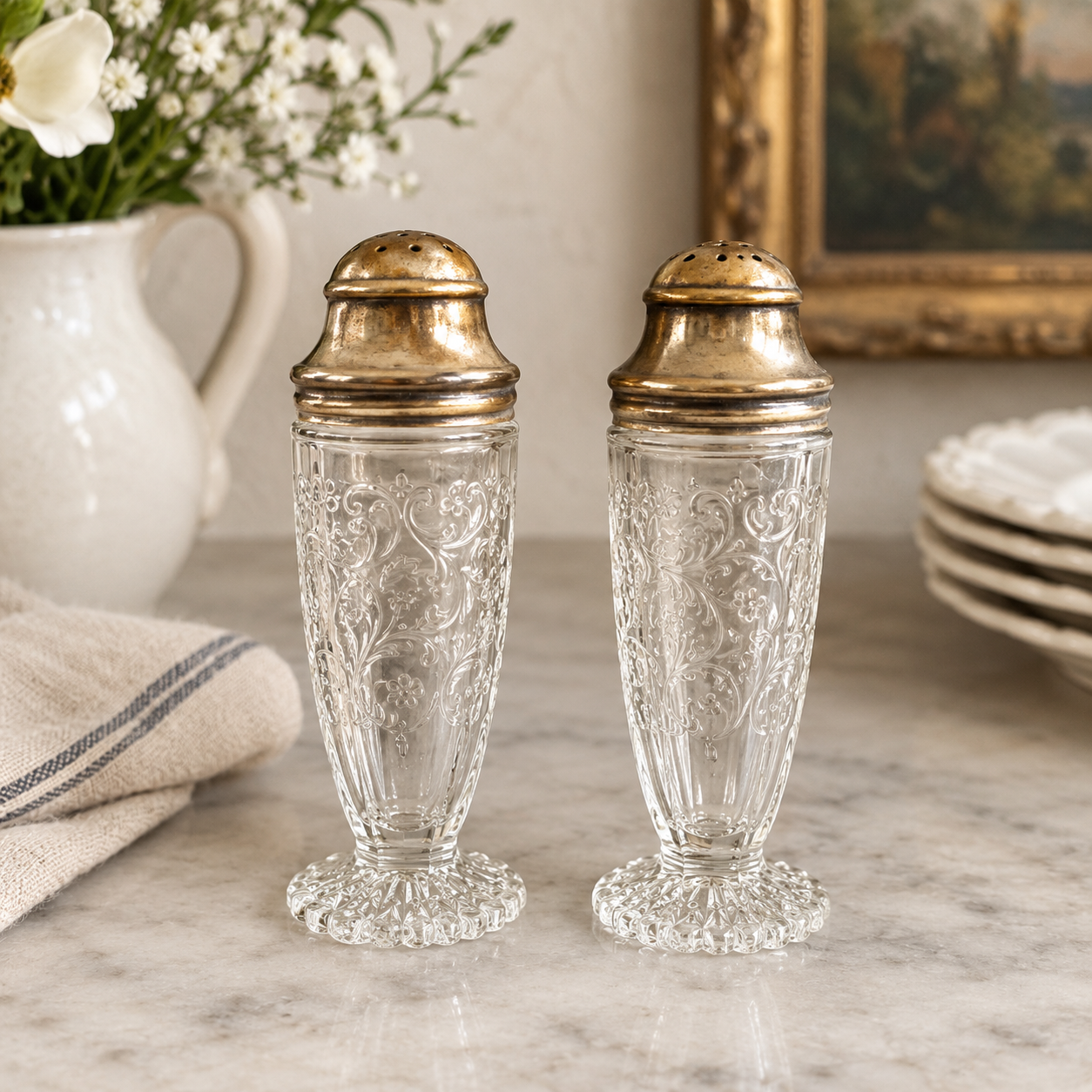 Vintage Hazel-Atlas Glass Salt & Pepper Shakers
Early 20th Century | Set of Two
