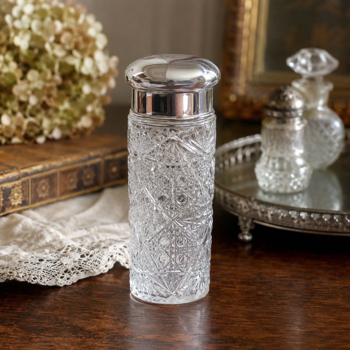 Vintage Pressed Glass Vanity Jar