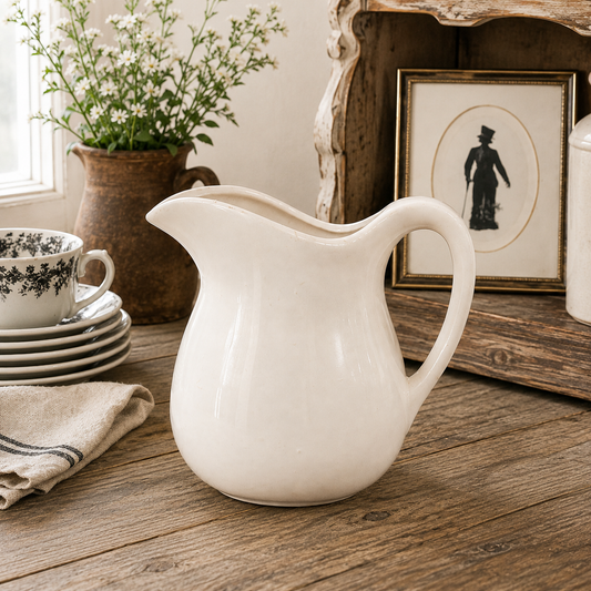 Vintage White Ironstone Pitcher | c. 1920–1950