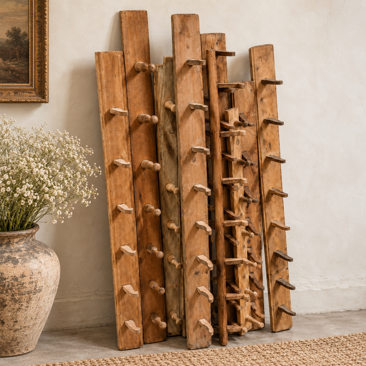 Antique wooden peg racks