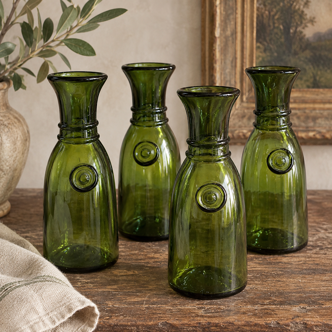 Vintage Italian Green Glass Wine Carafe