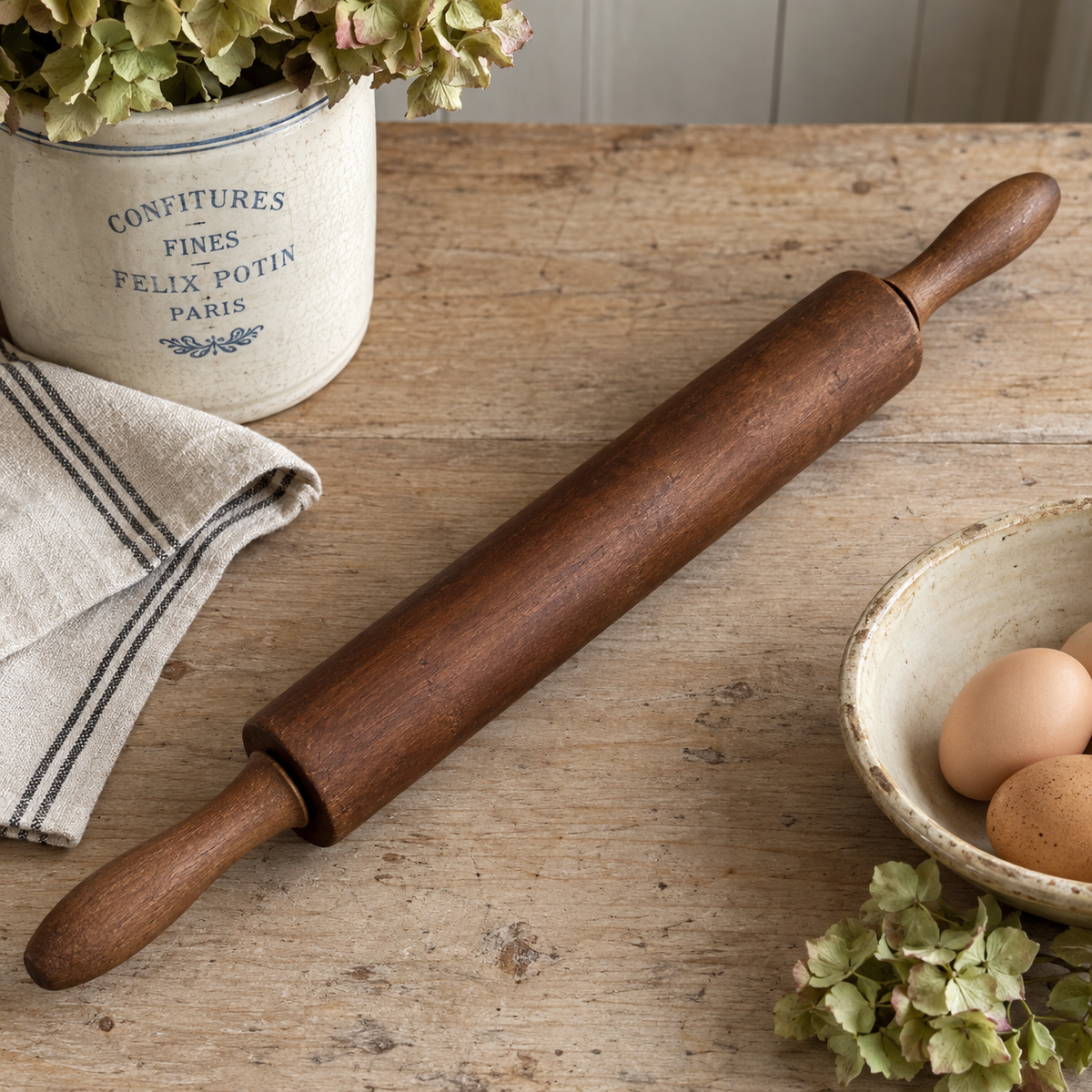 Vintage English Wooden Rolling Pin – 17”