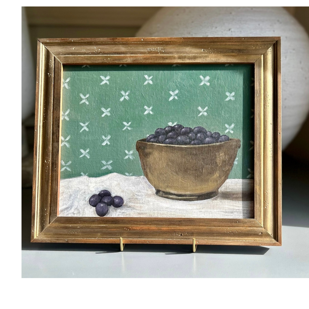 Bowl of berries - framed original 8 x 10”