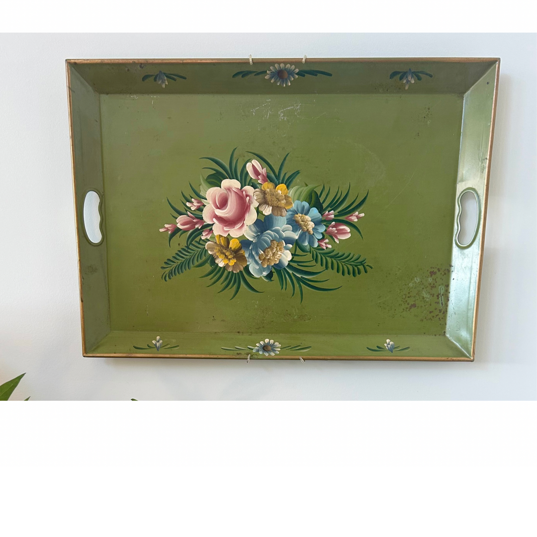 Vintage Hand-painted toleware tray