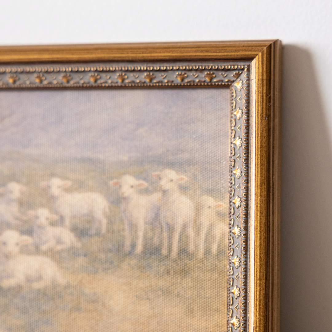 Meadow Lamb | Antique Inspired Brass Mould Framed Art