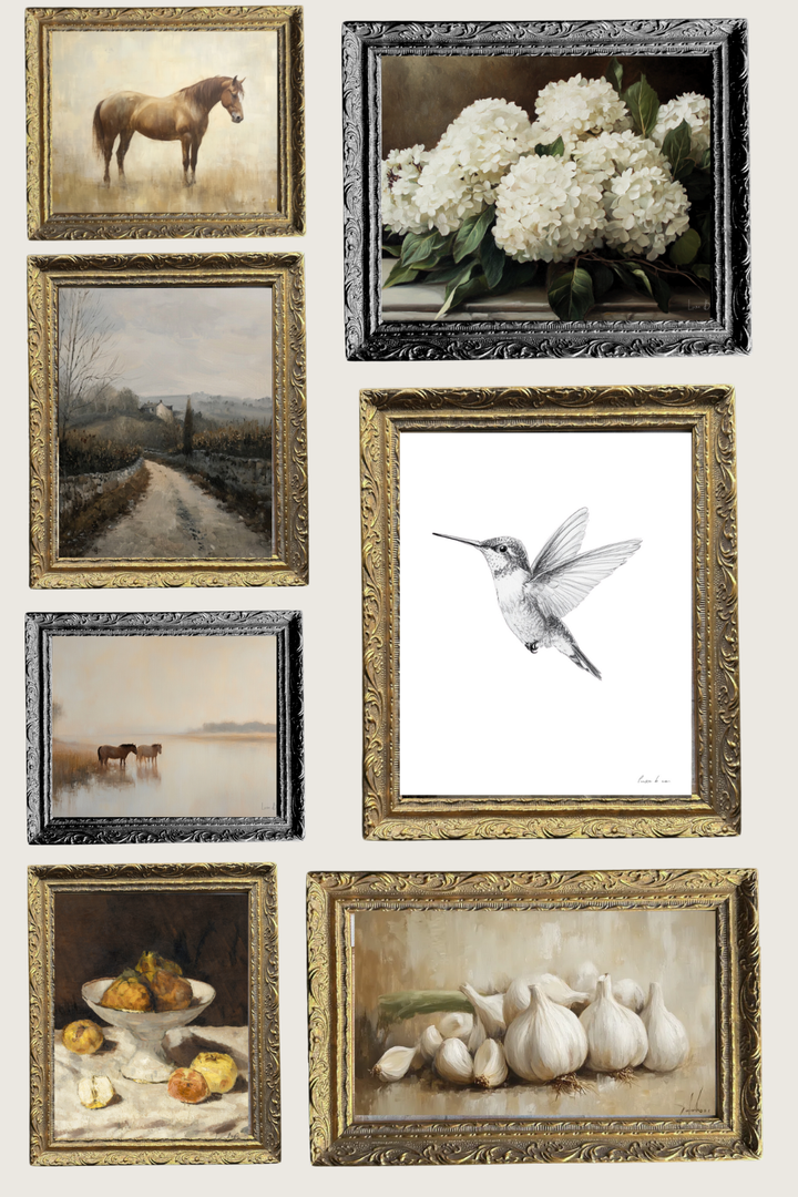 Vintage Swan | French Brass Gold Mould Framed Art