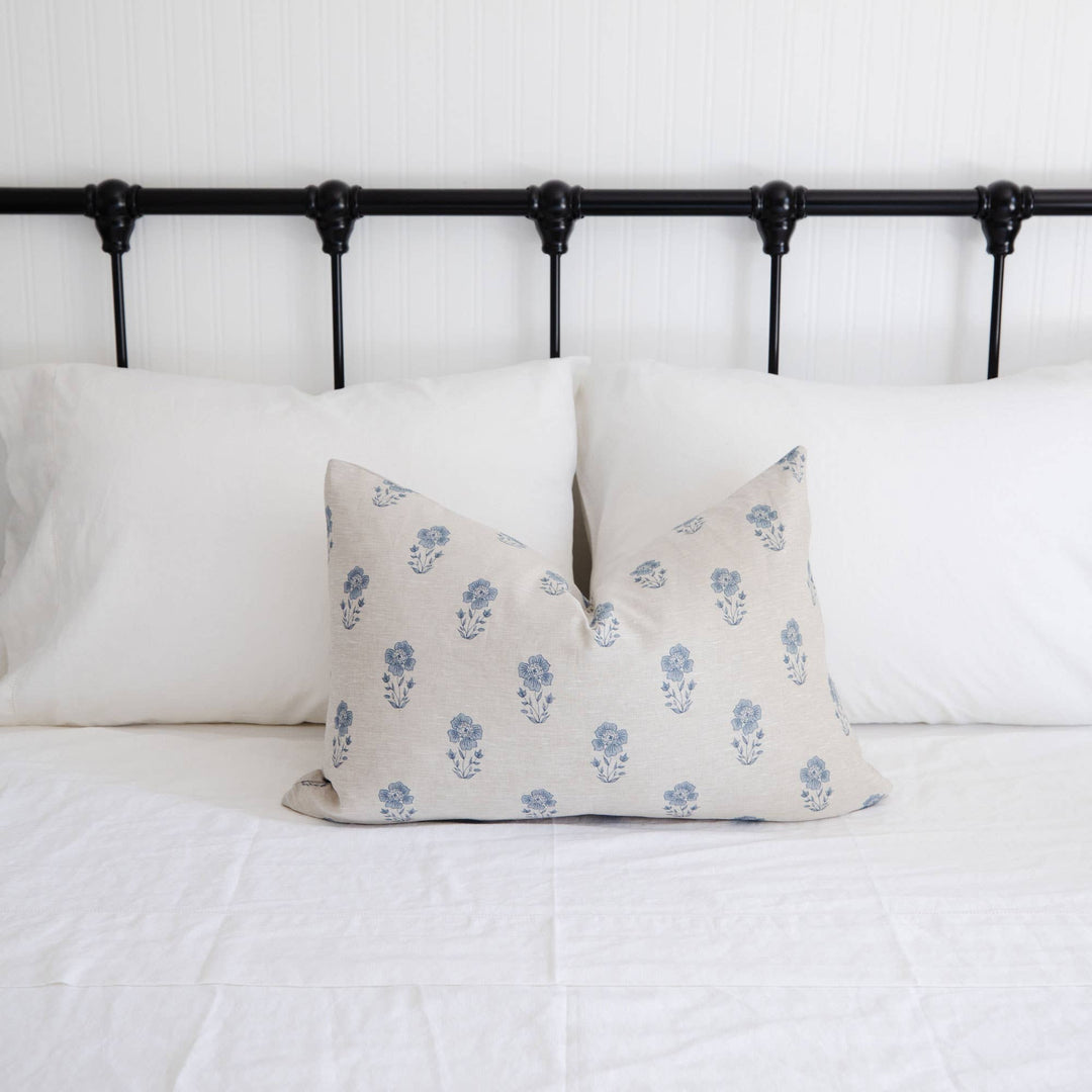 Signature Linen Petite Blue Floral Pillow Cover