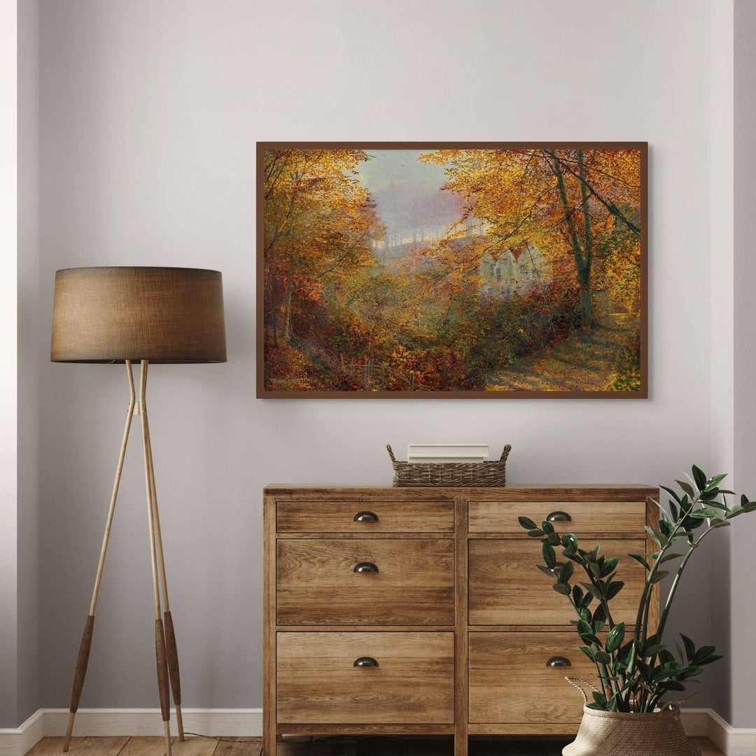 Autumn Leaves stretched canvas in floating frame