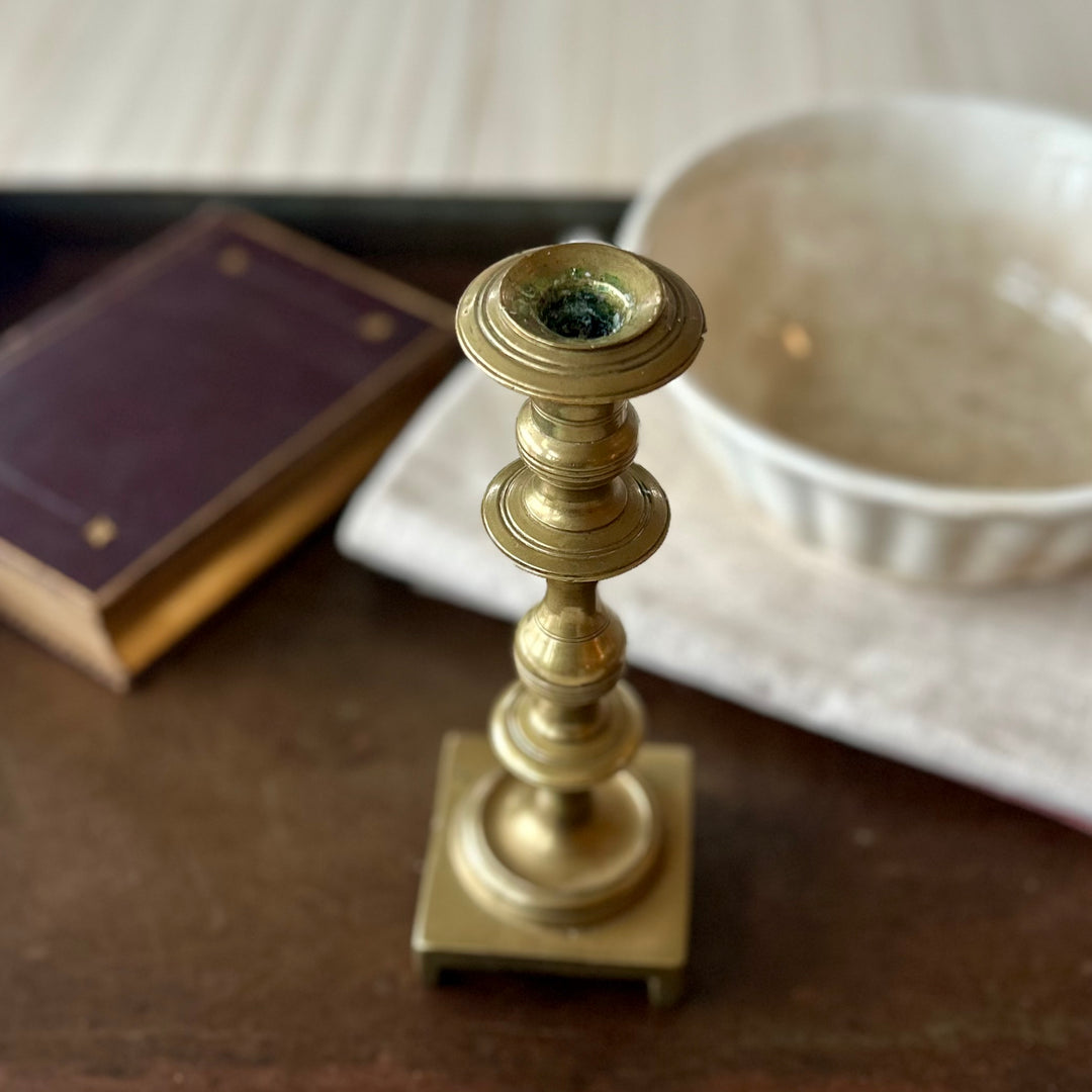 Antique Brass Candlestick | Square Base