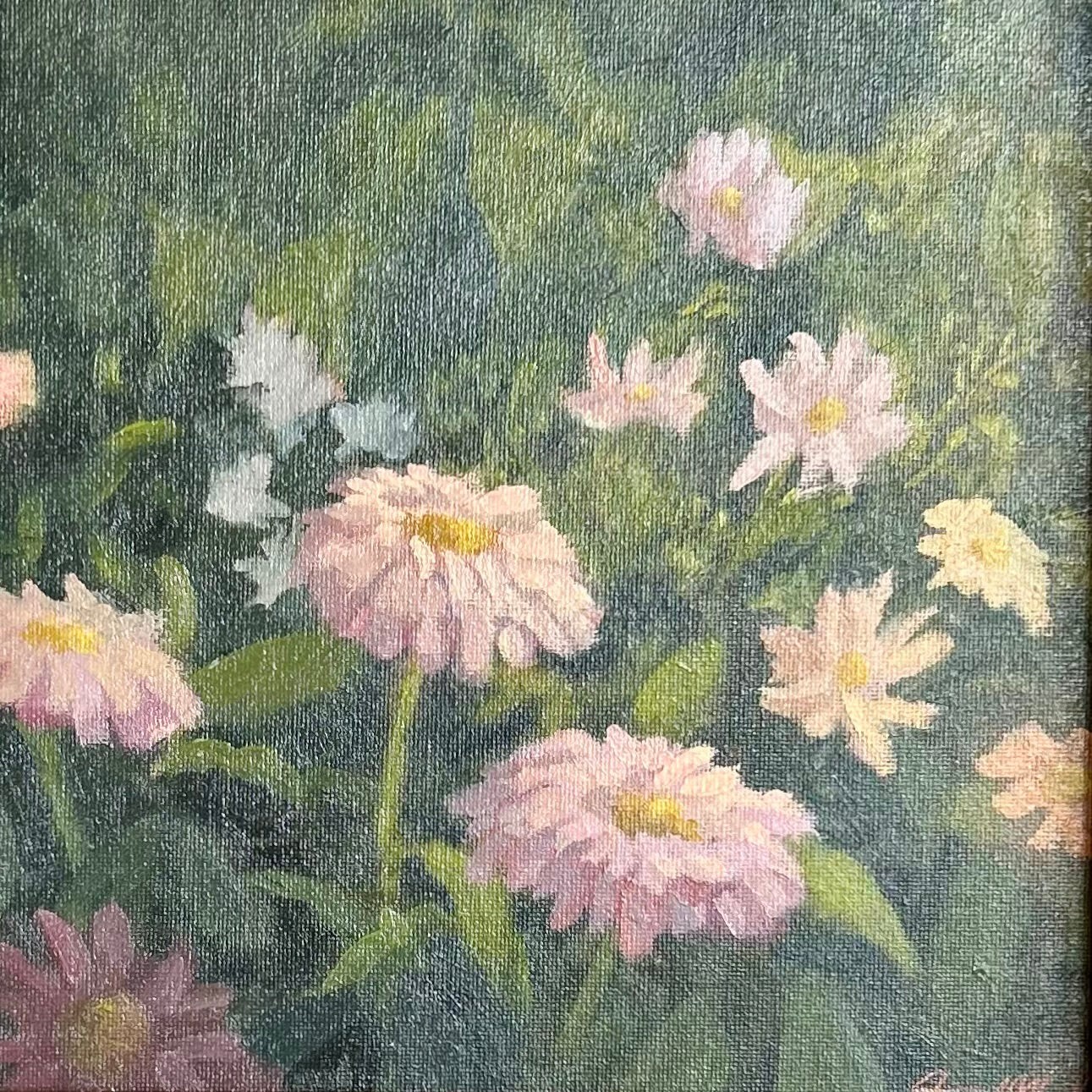 Original Oil Floral Painting in Vintage-Style Frame by Jacob Mark