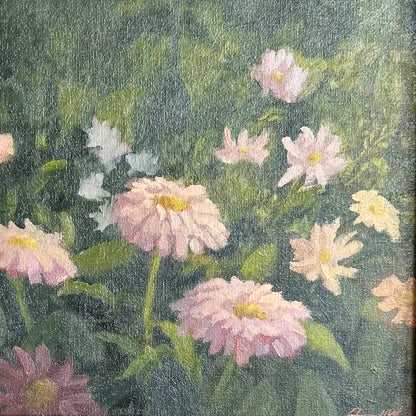 Original Oil Floral Painting in Vintage-Style Frame by Jacob Mark