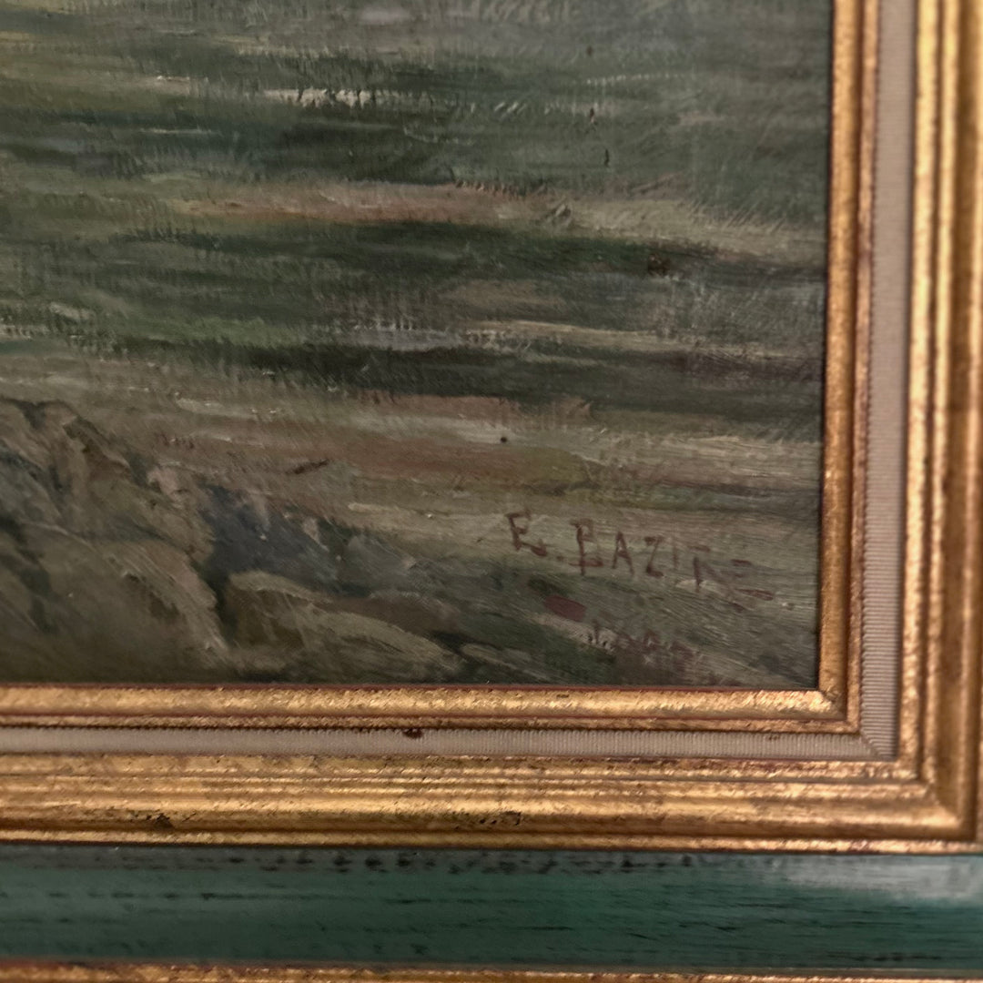Antique French Coastal Oil Painting, Dated 1895
