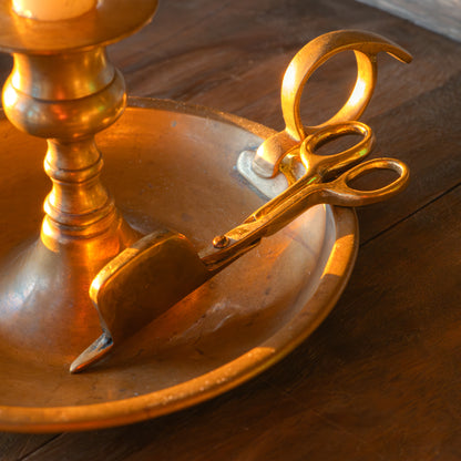 Extra large Vintage Brass Chamberstick & Candle Snuffer Set