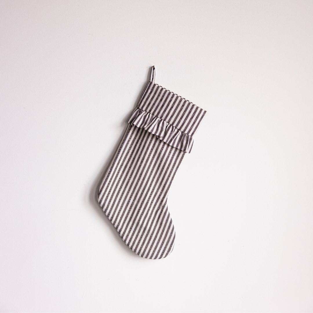 Brown Striped Holiday Stocking